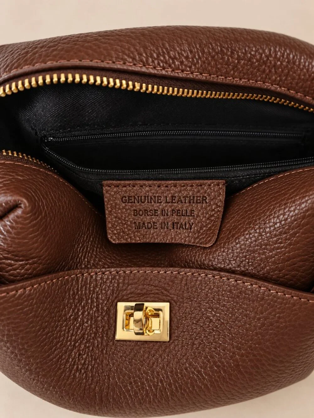 Cognac Genuine Leather Crossbody Bag, Italian Leather Shoulder Bag